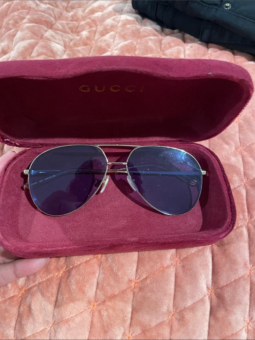 Gucci Gold Frame Sunglasses with blue Lenses